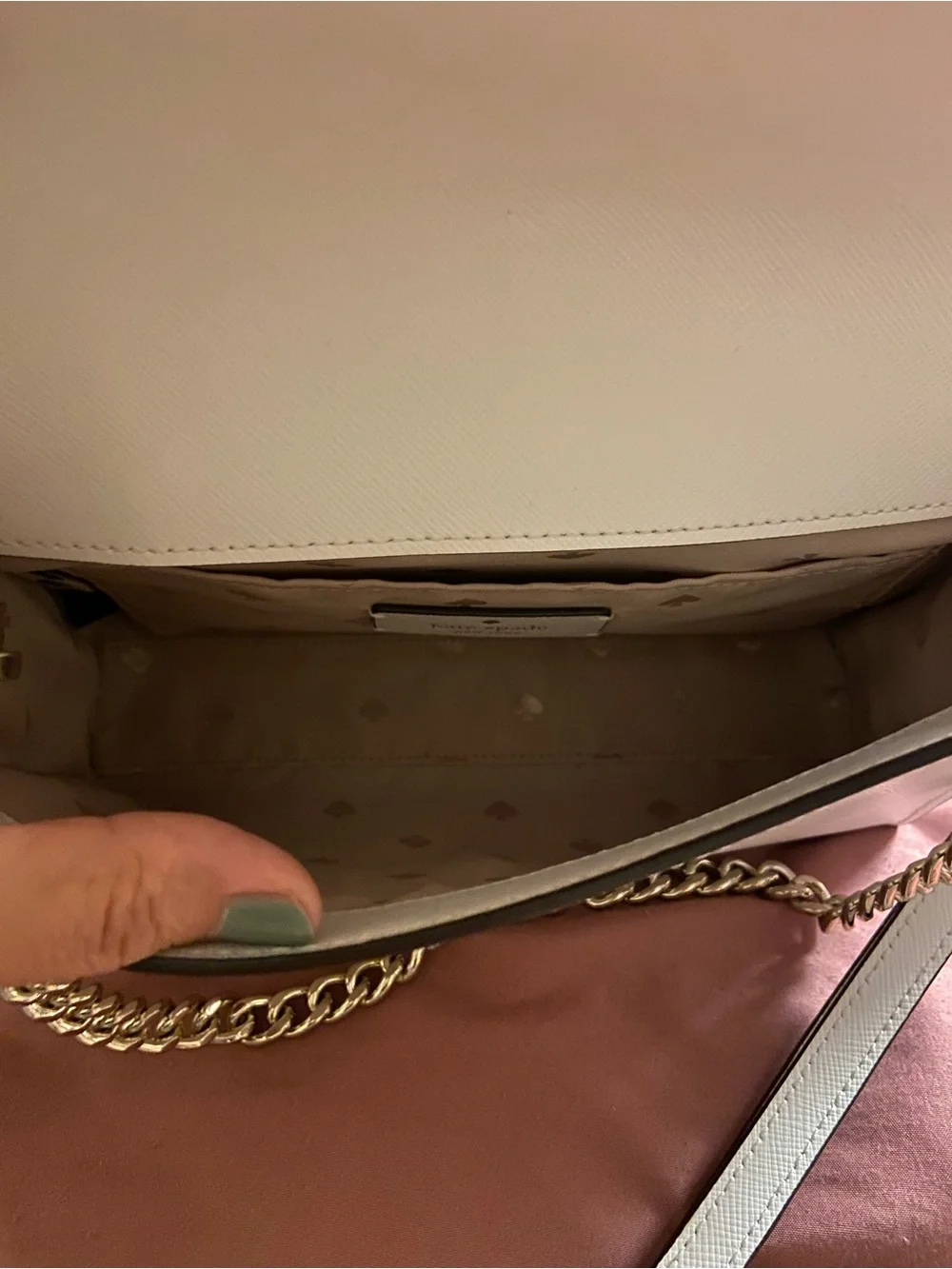 kate spade Cream Leather Crossbody with Gold Logo
